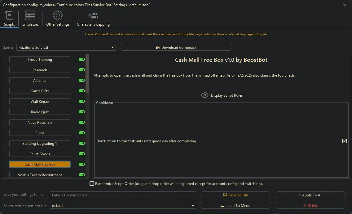 Puzzles and Survival Bot - Cash Mall Free Box