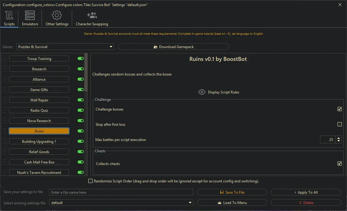 Puzzles and Survival Bot - Ruins
