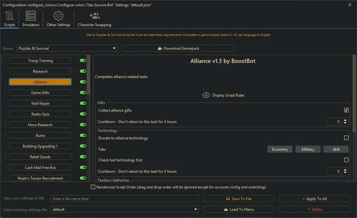 Puzzles and Survival Bot - Alliance