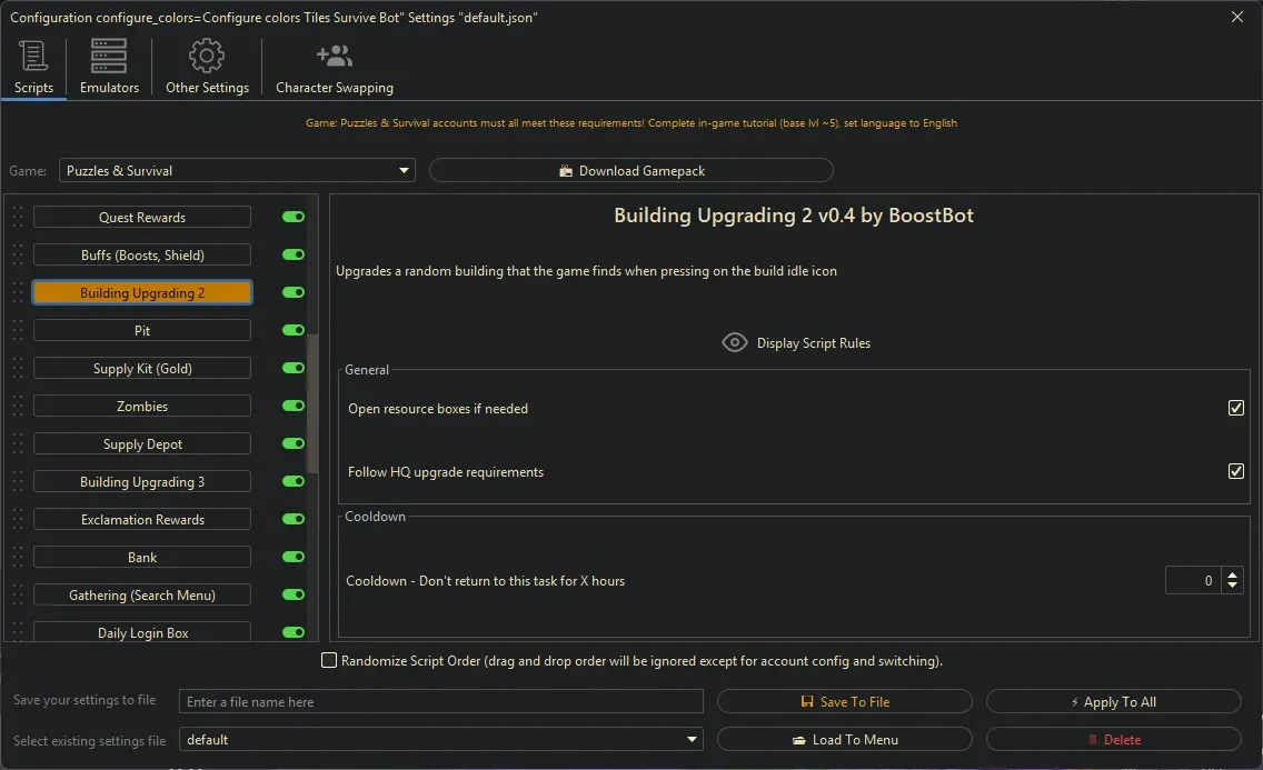Puzzles and Survival Bot - Building Upgrading 2