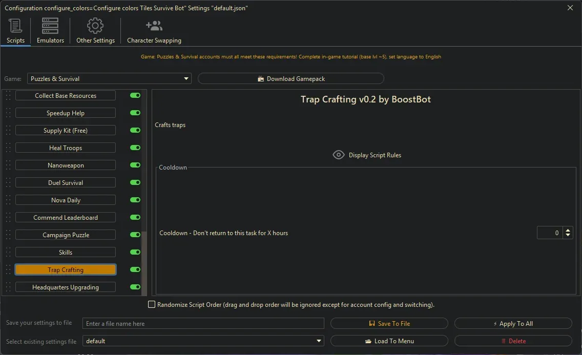 Puzzles and Survival Bot - Trap Crafting