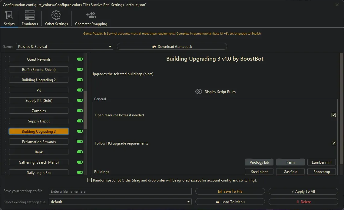 Puzzles and Survival Bot - Building Upgrading 3