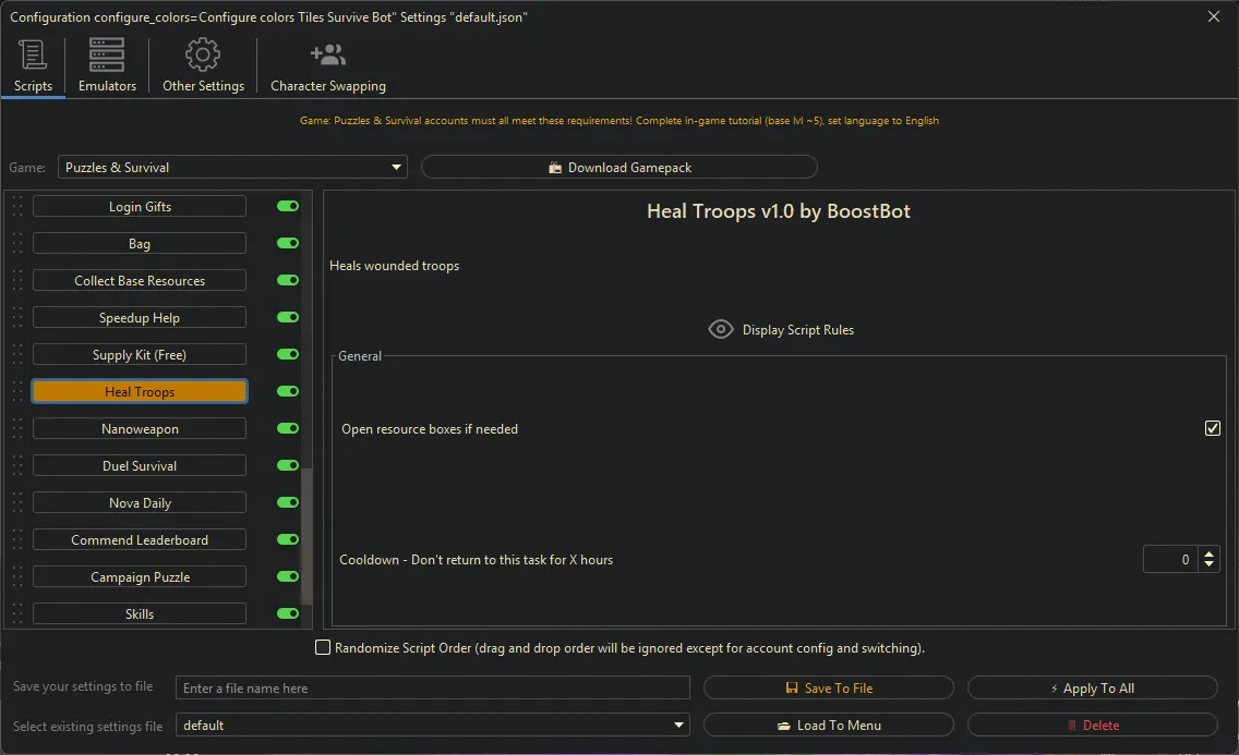 Puzzles and Survival Bot - Heal Troops